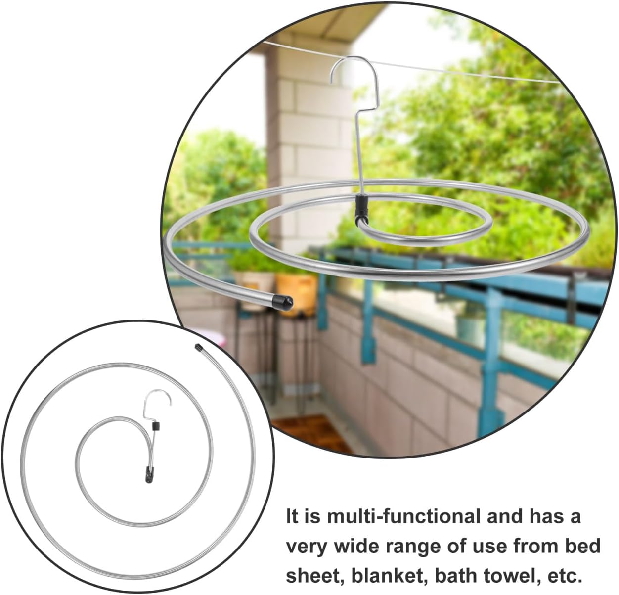 Spiral Stainless Steel Laundry Drying Rack, Space‑Saving Indoor Hanger for Sheets, Blankets and Towels