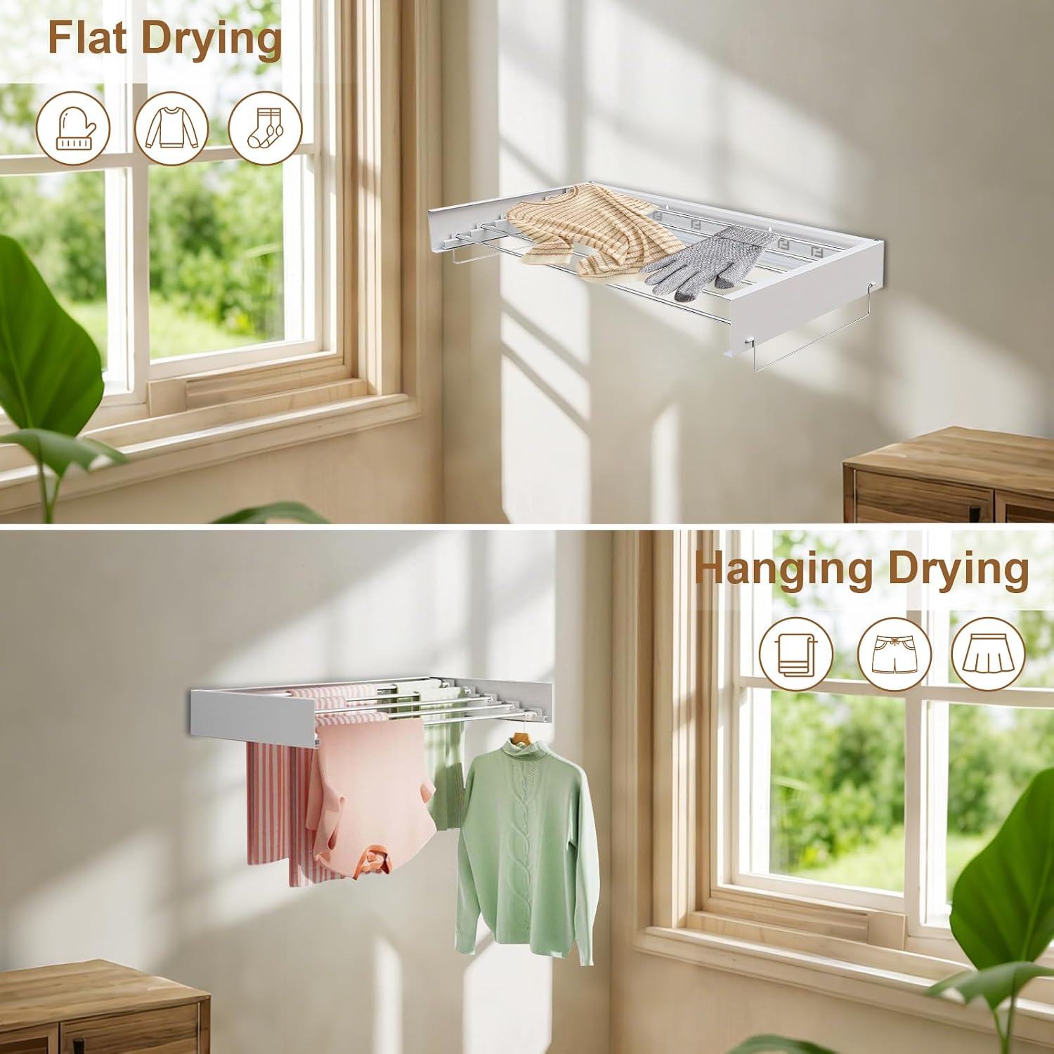 40‑Inch Wall‑Mounted Foldable Laundry Drying Rack | Limited Time Free Spiral Drying Rack Gift, While Stock Lasts