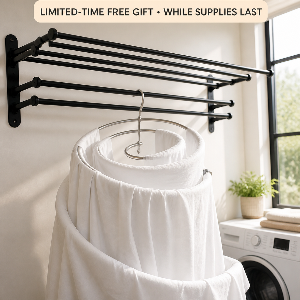 40‑Inch Wall‑Mounted Foldable Laundry Drying Rack | Limited Time Free Spiral Drying Rack Gift, While Stock Lasts