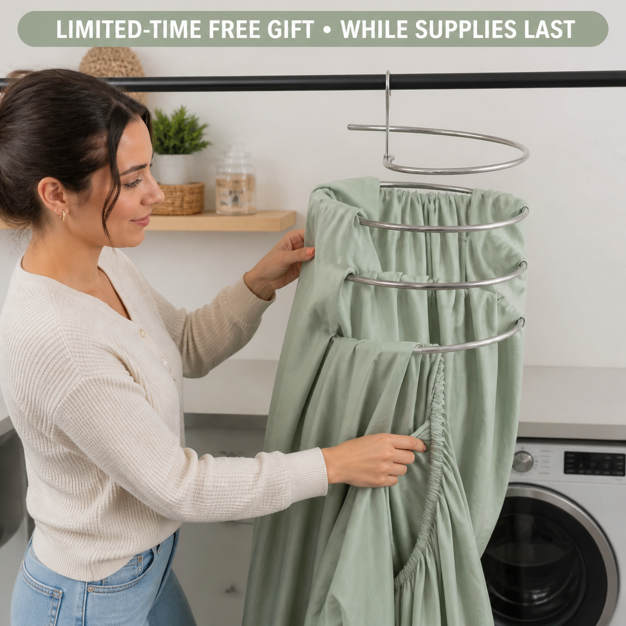 40‑Inch Wall‑Mounted Foldable Laundry Drying Rack | Limited Time Free Spiral Drying Rack Gift, While Stock Lasts