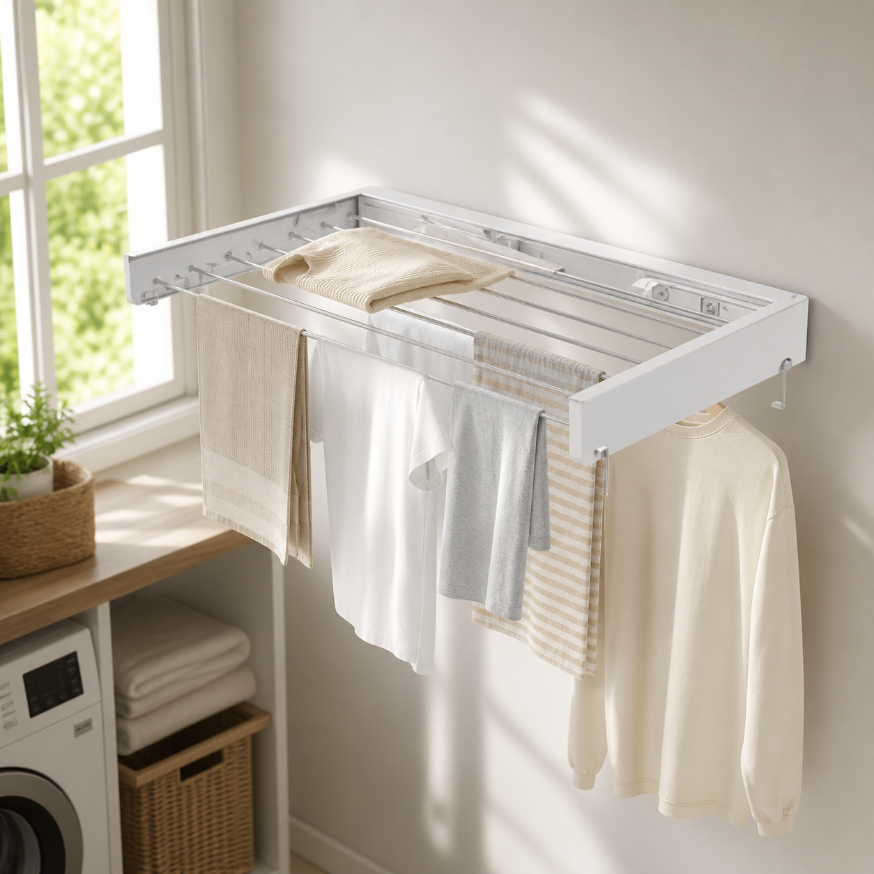 40‑Inch Wall‑Mounted Foldable Laundry Drying Rack | Limited Time Free Spiral Drying Rack Gift, While Stock Lasts