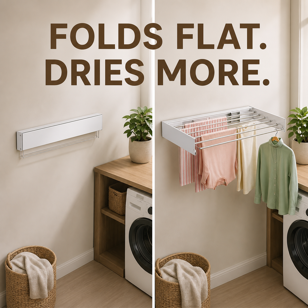 40‑Inch Wall‑Mounted Foldable Laundry Drying Rack | Limited Time Free Spiral Drying Rack Gift, While Stock Lasts