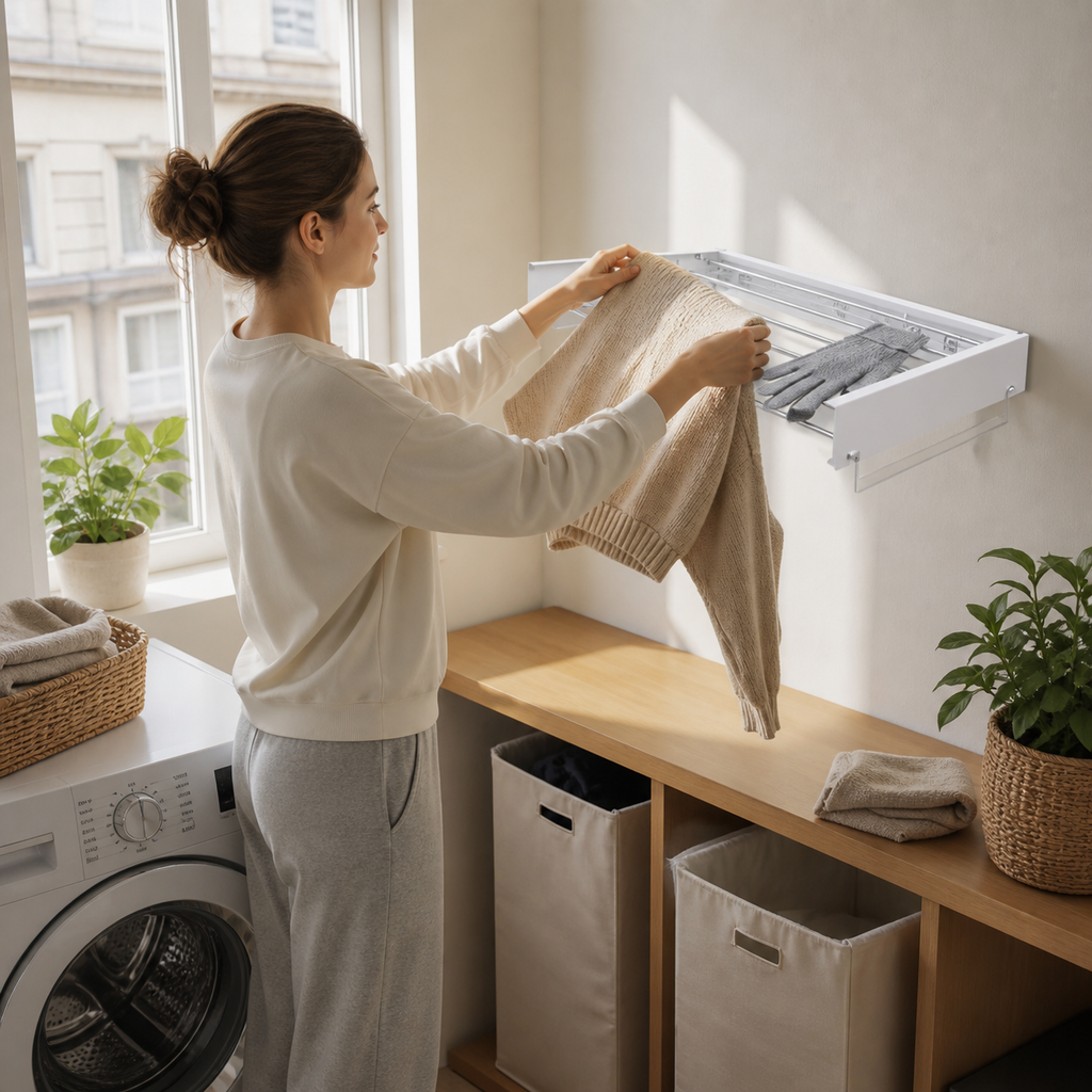 40‑Inch Wall‑Mounted Foldable Laundry Drying Rack | Limited Time Free Spiral Drying Rack Gift, While Stock Lasts